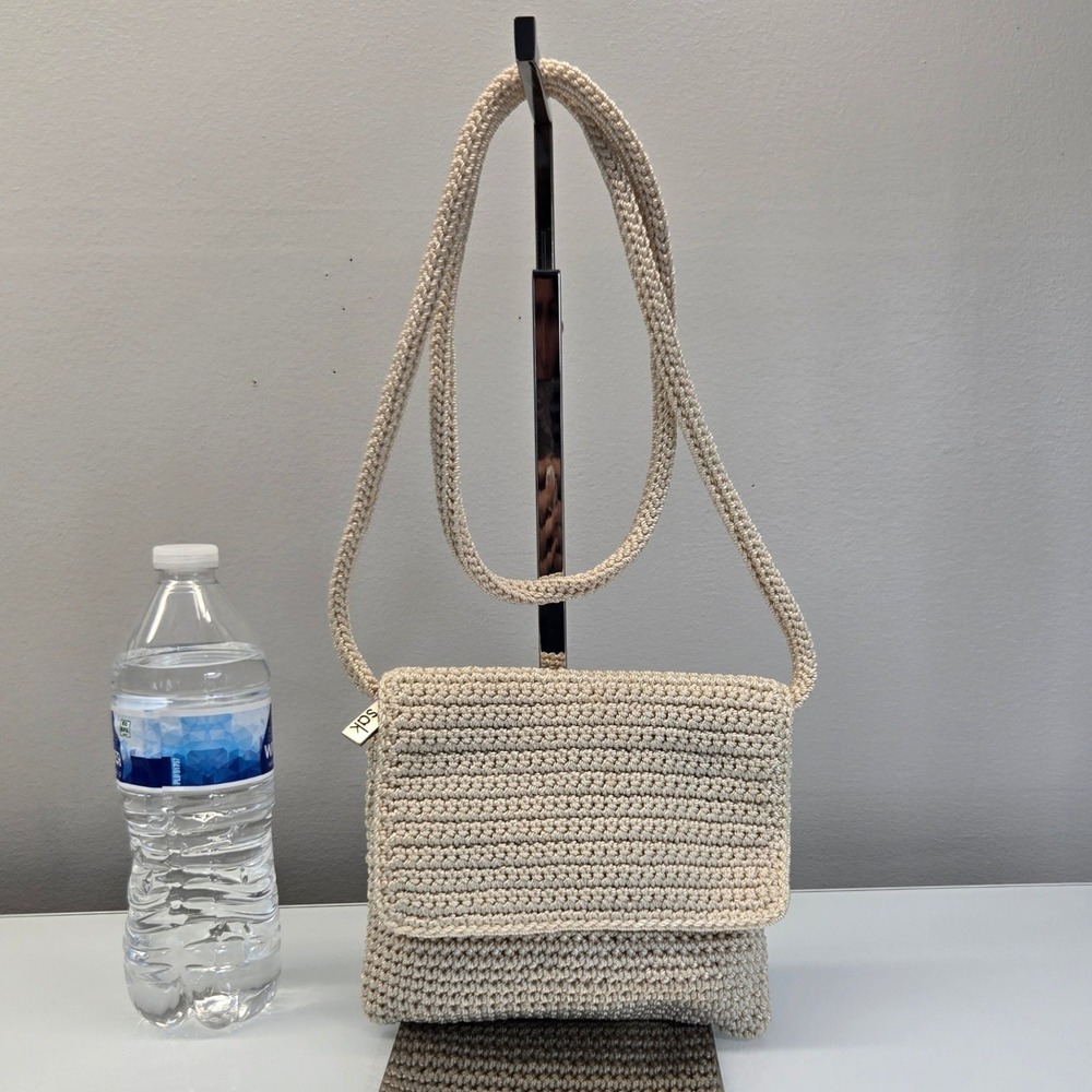 The Sak Crochet Crossbody Phone Bag Small Ivory Boho Neutral Minimalist Travel